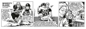 Modesty Blaise daily strip #9945 - Injured Modesty art by Enric Badia Romero
