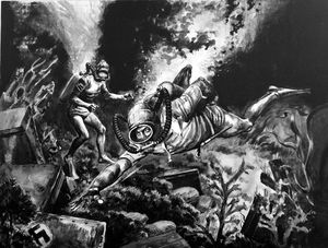 Diving For Nazi Treasure art by Cecil Doughty