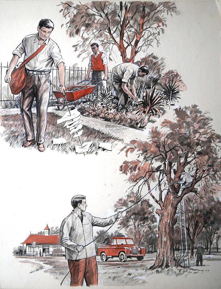 Gardening In The Park art by 20th Century unidentified artist