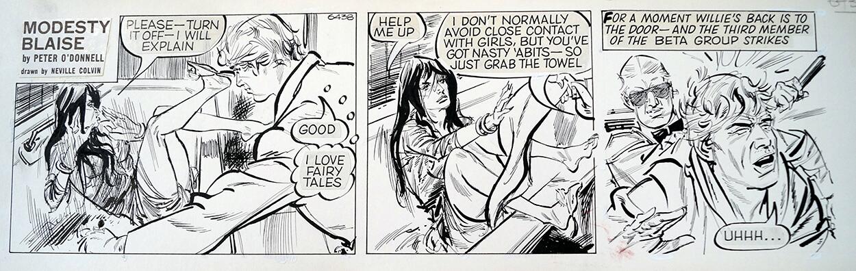 Modesty Blaise daily strip 6438 art by Neville Colvin