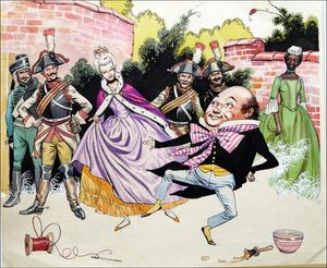 Humpty Dumpty and the Queen art by Gerry Embleton