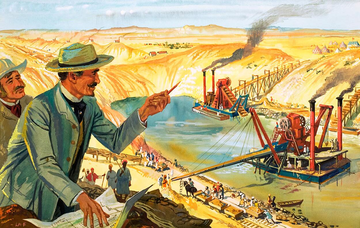 The Suez Canal art by T S La Fontaine