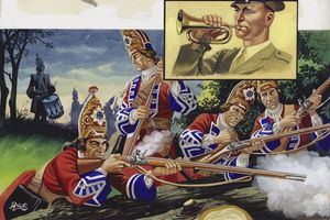Grenadiers Take up Firing Position art by Ron Embleton
