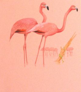 Pink Flamingos art by Kenneth Lilly