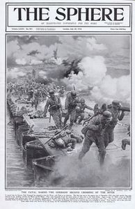 The Fatal Marne the Germans Second Crossing (original cover page from The Sphere 1918) art by Fortun