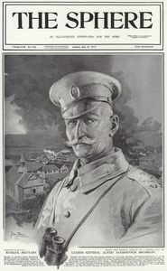 Alexei Alexeievich Brussilov (original cover page from The Sphere 1917) art by Fortunino Matania