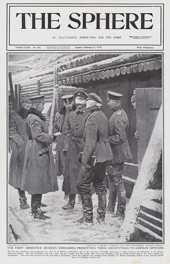 The First Armistice (original cover page from The Sphere 1918) art by Fortunino Matania