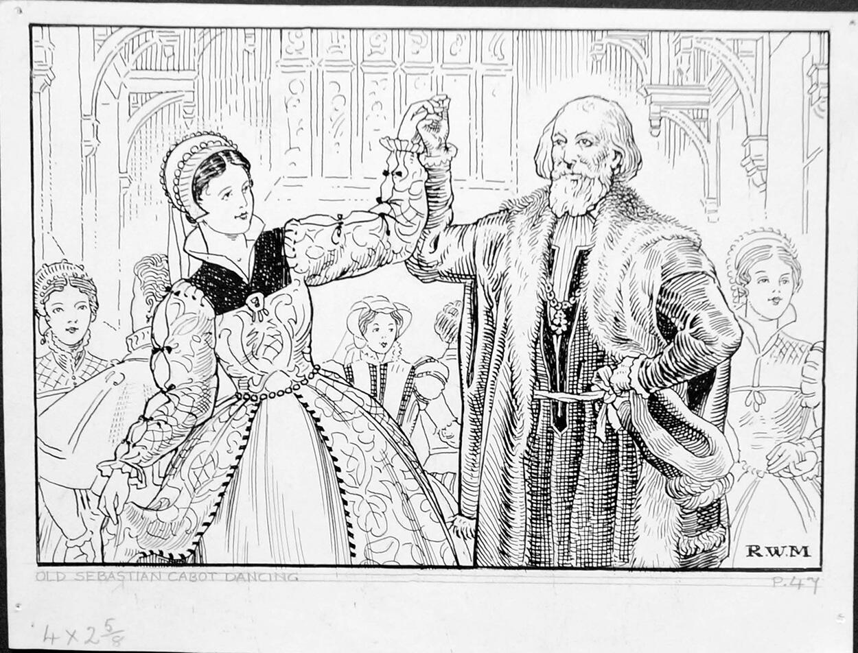 Sebastian Cabot Dancing art by Robert Wilson Matthews