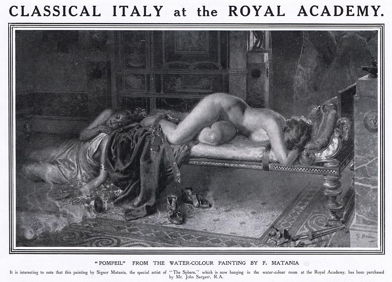 Pompeii (original page from The Sphere dated 1914) art by Fortunino Matania