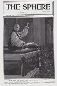 Intercession Day  St Paul's Cathedral (original cover page from The Sphere) art by Fortunino Matania
