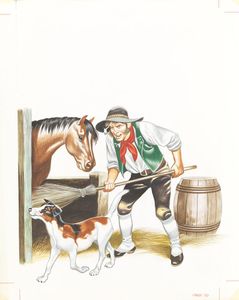 Aesop's Fables - Farmer, Horse and Dog art by Ron Embleton