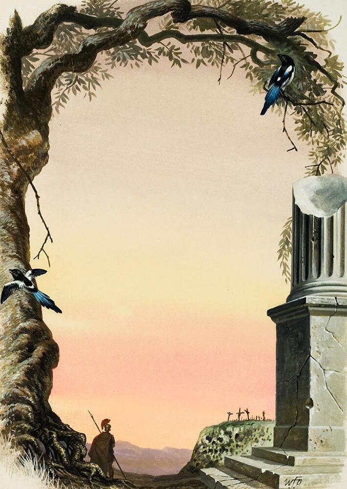 Cartouche with Crucifixion in the Distance art by William Francis Phillipps