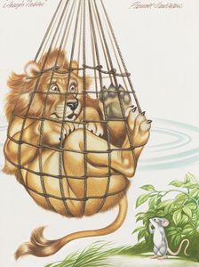 The Lion and the Mouse: Lion Asks for Help art by Ron Embleton