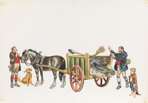 The Happy Prince: The Cart and Statue art by Ron Embleton