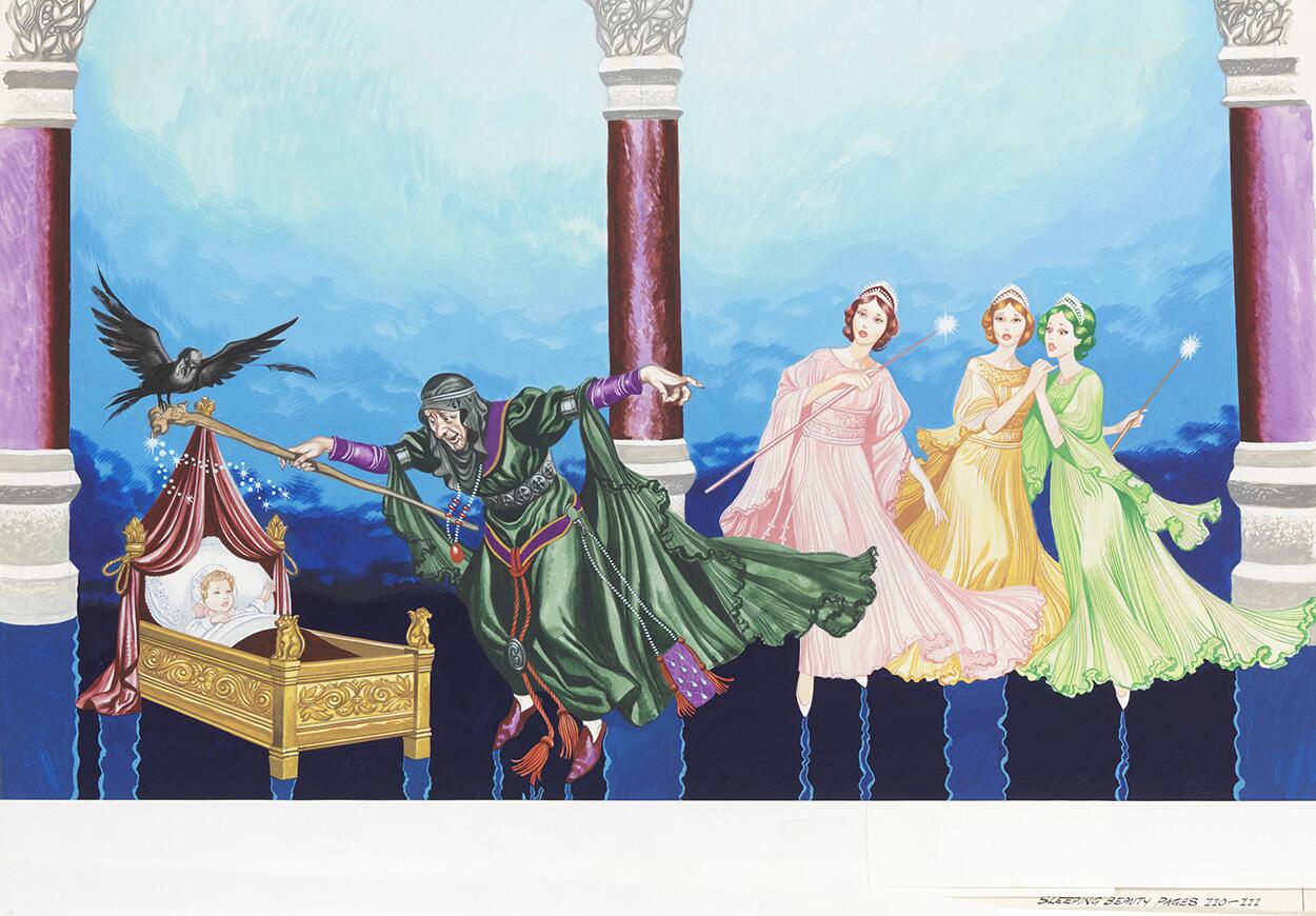 Sleeping Beauty in Her Baby Cot art by Ron Embleton