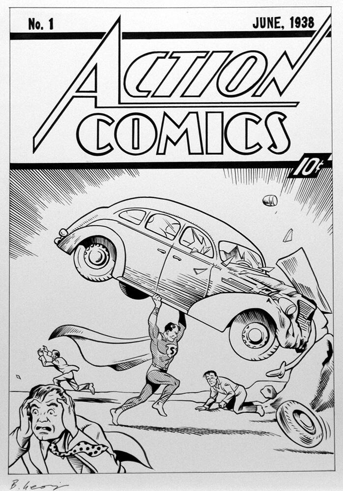 Action Comics 1 cover Re-Creation art by Bambos (Georgiou)