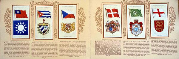 Complete Set of 50 National Flags and Arms Cigarette cards in album (1936) by Various