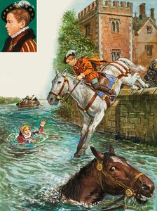 Edward VI Rescues Princess Elizabeth art by Ken Petts