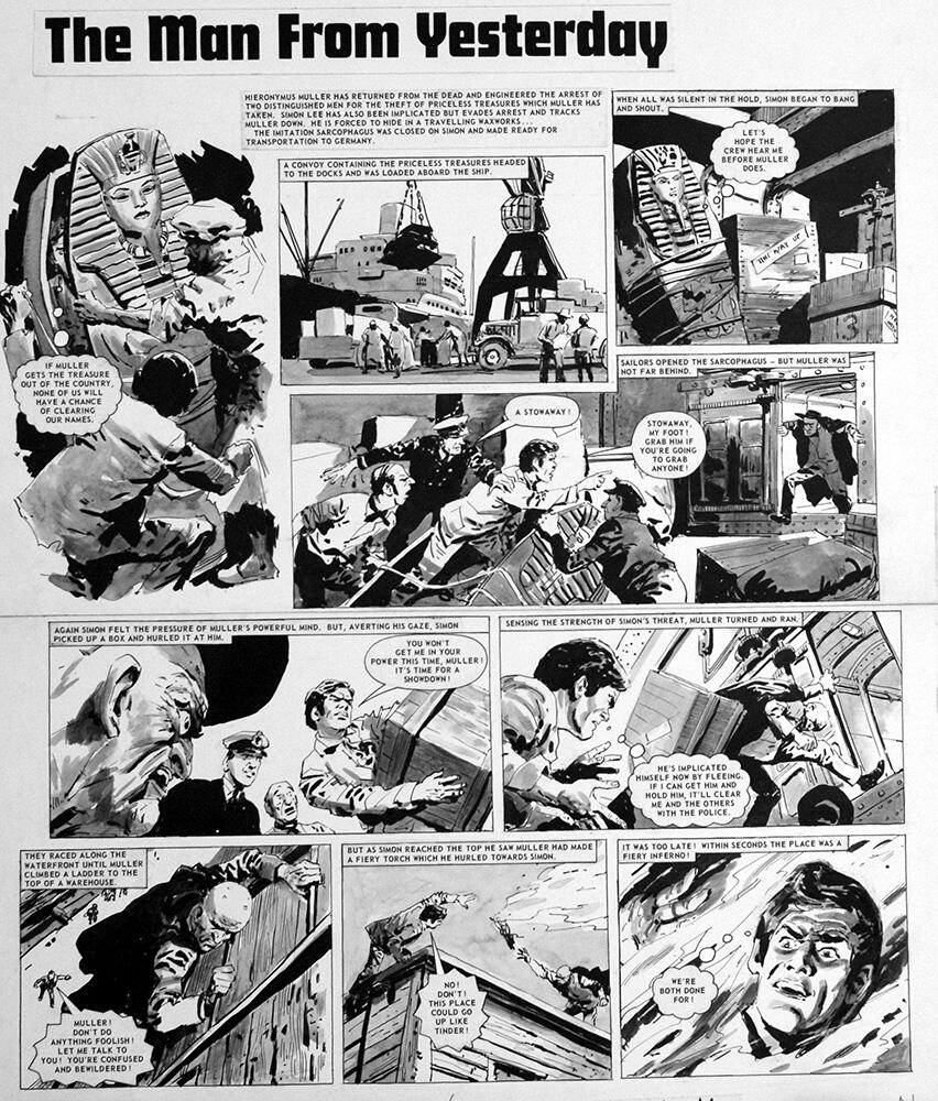 The Man From Yesterday Sarcophagus art by Bill Lacey