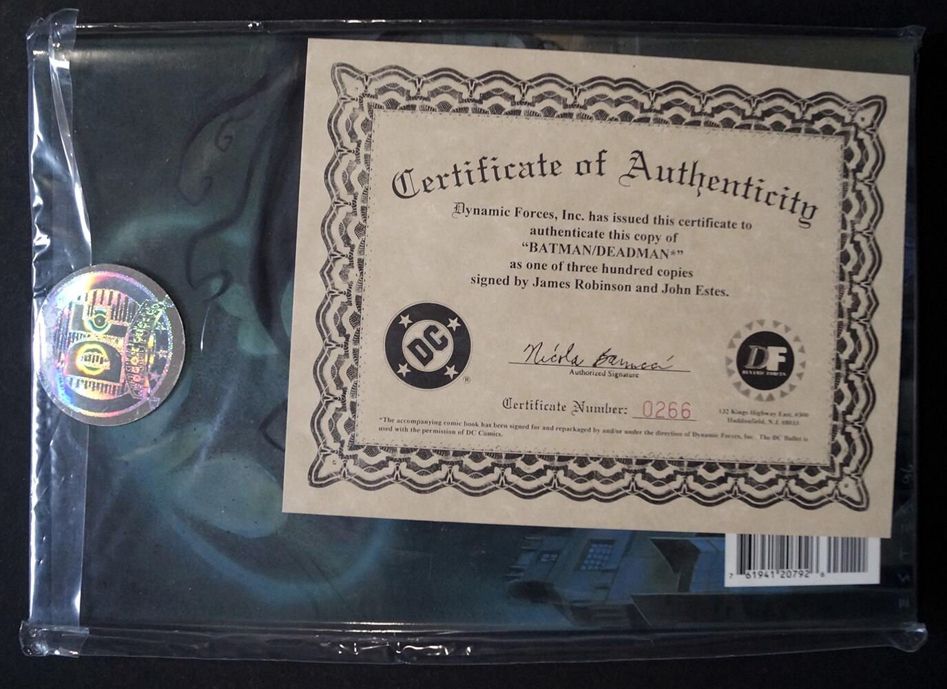 Certificate of Authenticity, Batman: Deadman - Death and Glory
