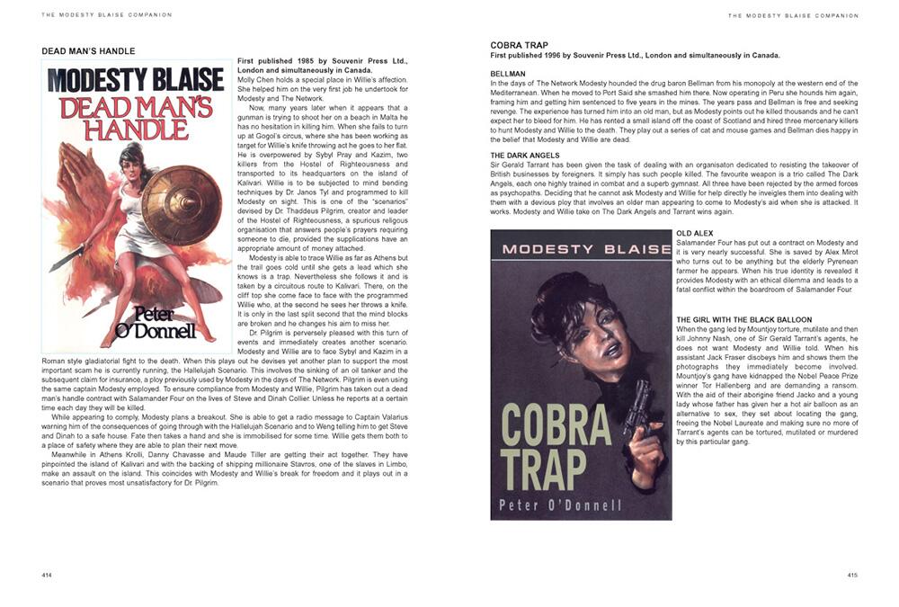 Two pages from the book, The Modesty Blaise Companion Super Deluxe GOLD edition (Contributors' Edition, Letter 'C' of 26)