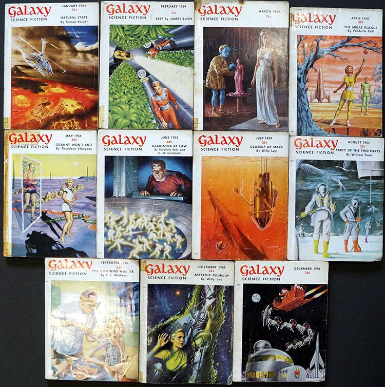 Galaxy Science Fiction: 1954 (11 ISSUES) by James Blish, Frederik Pohl, William Tenn, Philip K. Dick, James E. Gunn, Winston Marks, Kurt Vonnegut Jnr,