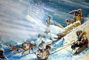 Across Savage Ice - Robert Peary's Final North Pole Expedition art by Severino Baraldi