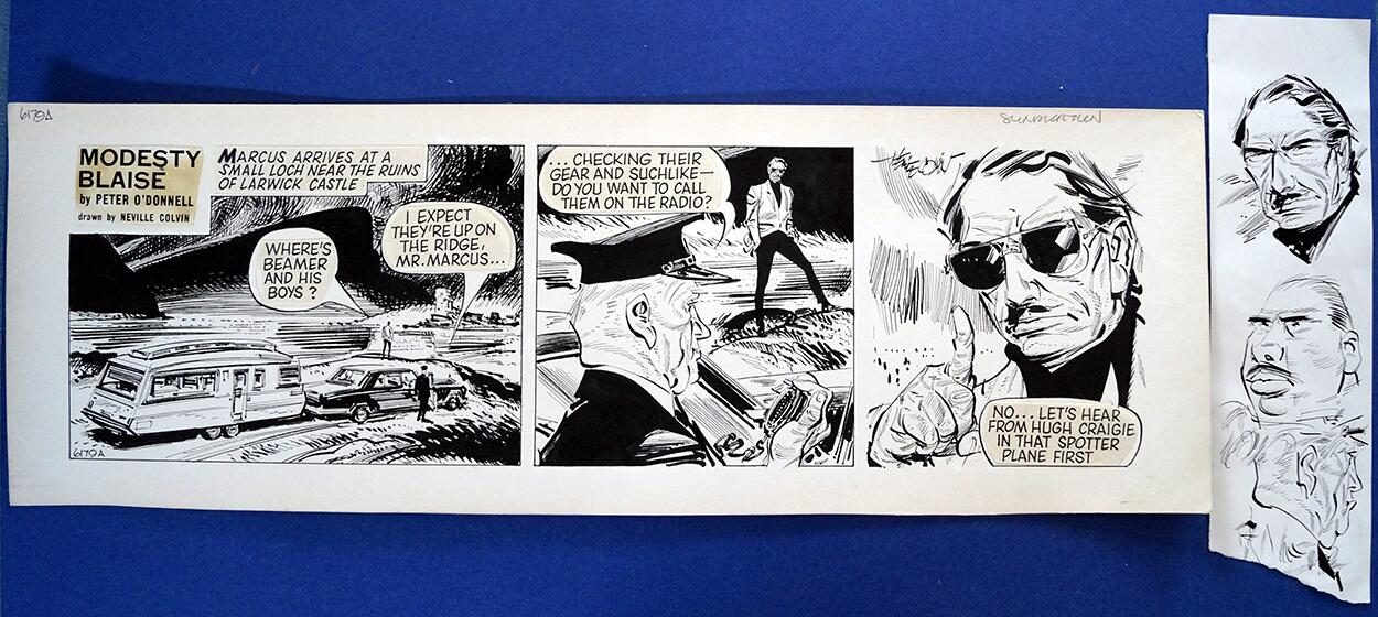 Modesty Blaise Daily Strip #6179A + Romero Drawing art by Neville Colvin