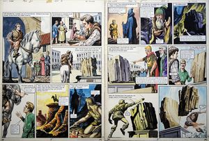 The Stranger from the Wilderness from 'The Stone of Vorg' (TWO pages) art by Philip Corke