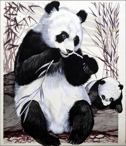 Panda Mother and Cub art by Reginald B Davis