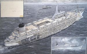 The Southern Cross Ocean Liner art by G H Davis