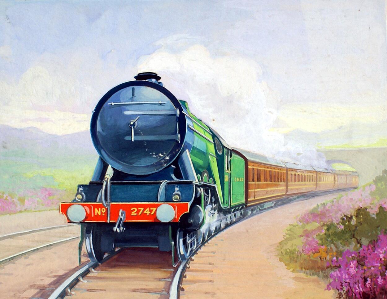 LNER No.2747 Steam Engine art by Geoffrey Day
