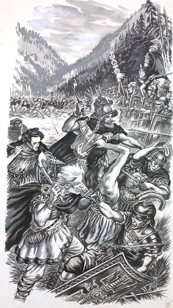 History's Heroes: Battle of Teutoburg Forest art by F R Exell