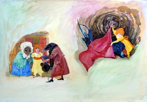 Thumbelina - Thumbelina Meets A Mole And A Swallow art by Gwen Green