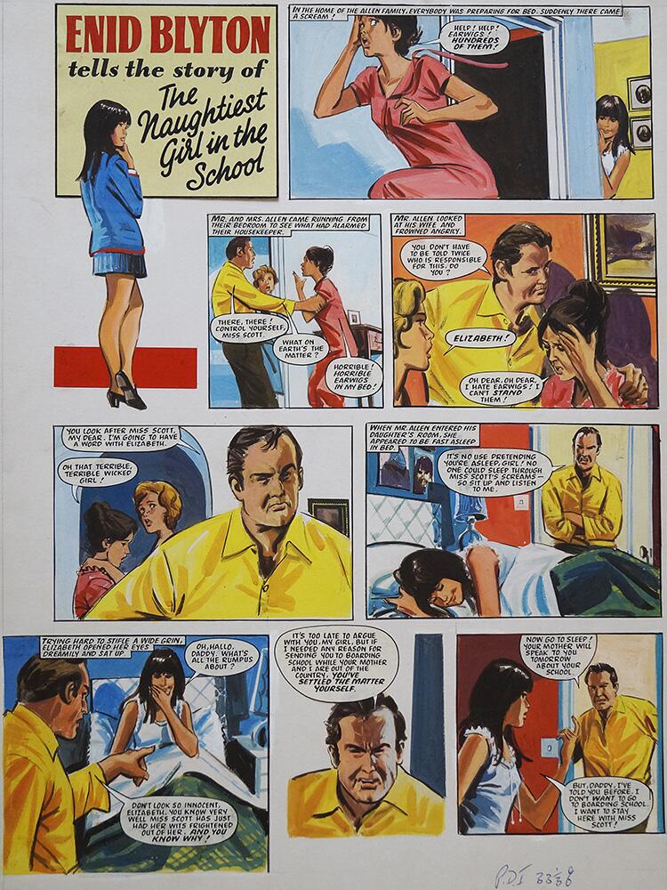 Enid Blyton's The Naughtiest Girl in the School: The Beginning (THREE pages) art by Tony Higham