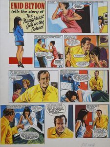 Enid Blyton's The Naughtiest Girl in the School: The Beginning (THREE pages) art by Tony Higham
