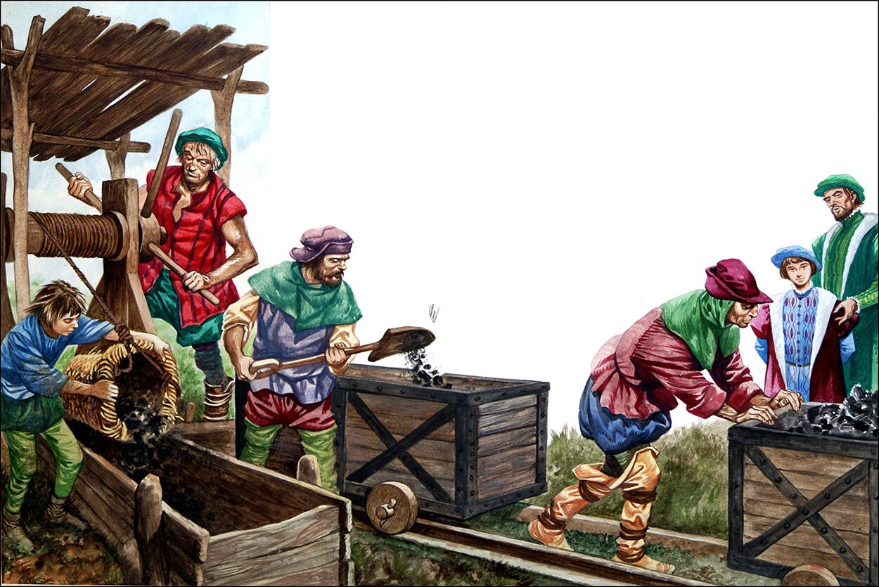 Coal Mining in Tudor Times 2 art by Peter Jackson