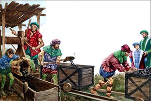 Coal Mining in Tudor Times 2 art by Peter Jackson