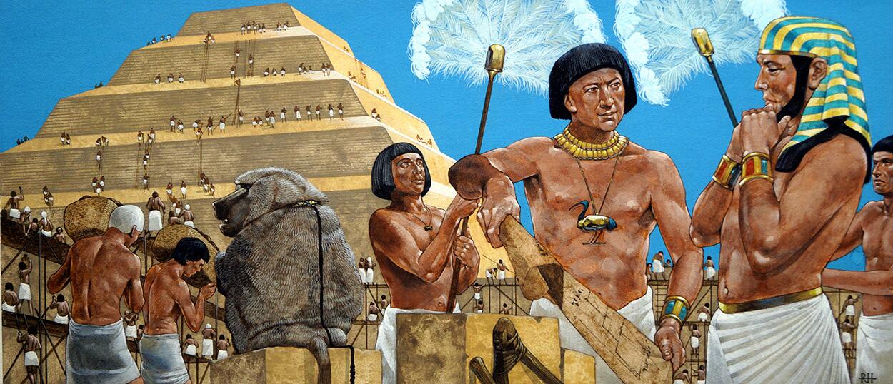 Imhotep and the Great Pyramid art by Richard Hook