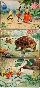 Gregory Grasshopper and his Pals find Shelter art by Gordon Hutchings