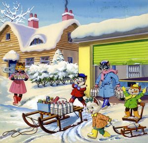 Helping the Milkman art by Gordon Hutchings