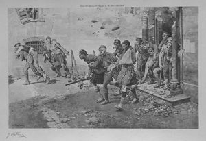 The Famous Four-Day Retreat: How the Wounded Helped The Wounded at Mons (Artist's Proof) art by Fort