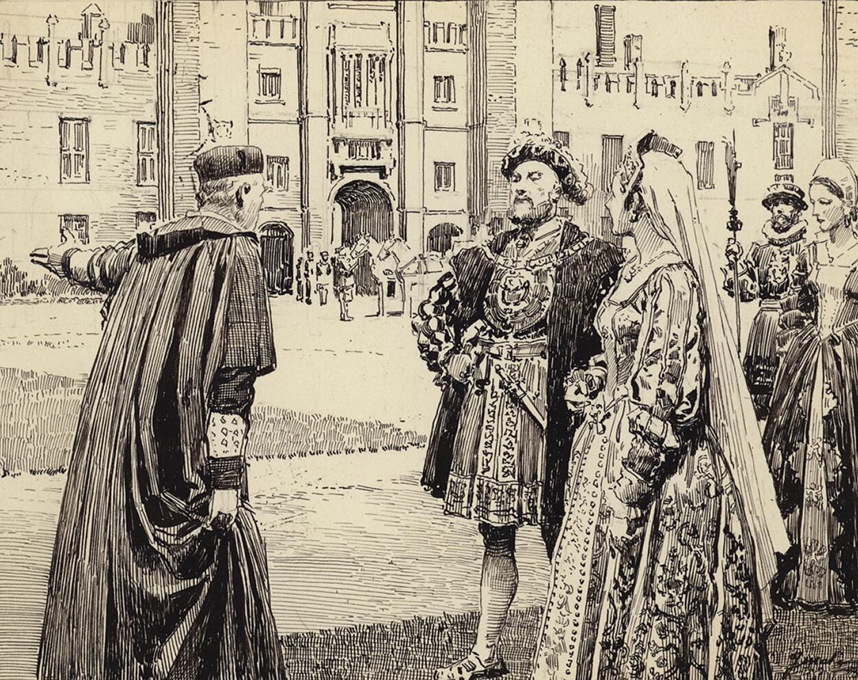 Henry VIII at Hampton Court art by Fortunino Matania