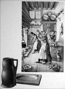 A Sixteenth Century Kitchen at Work art by Patrick Nicolle