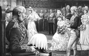 Debutantes Being Introduced to Edward VII art by Patrick Nicolle