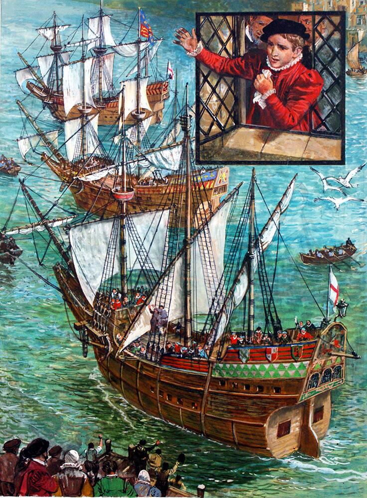 When Three Ships Set Sail art by Ken Petts