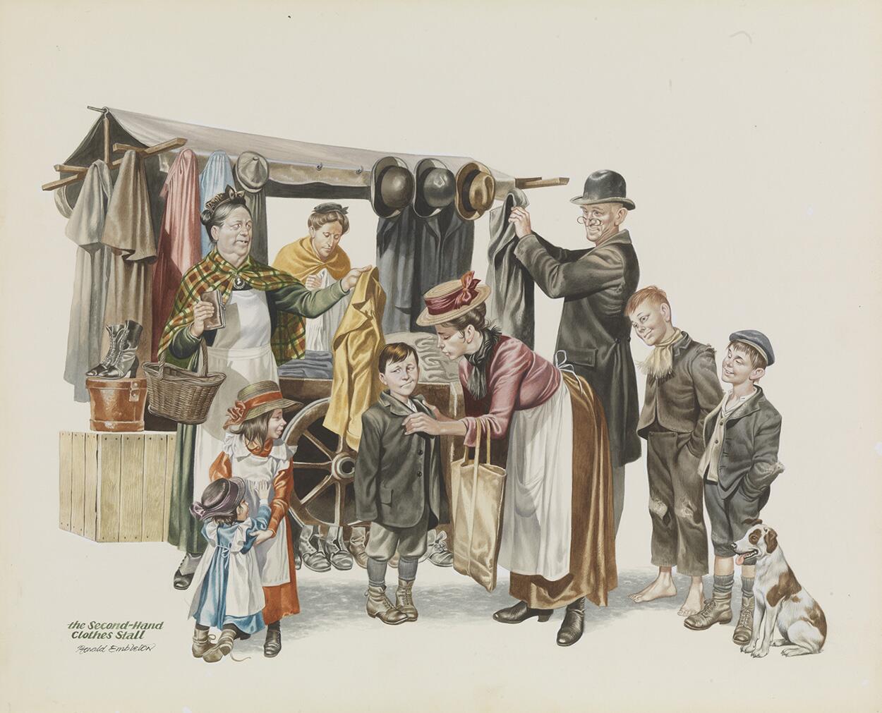 Second Hand Clothes Store art by Ron Embleton
