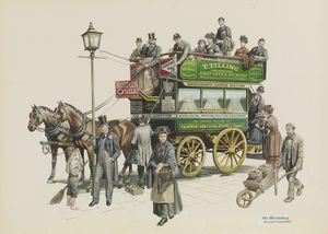 Horse Drawn Vehicle Series - The Horse Bus art by Ron Embleton