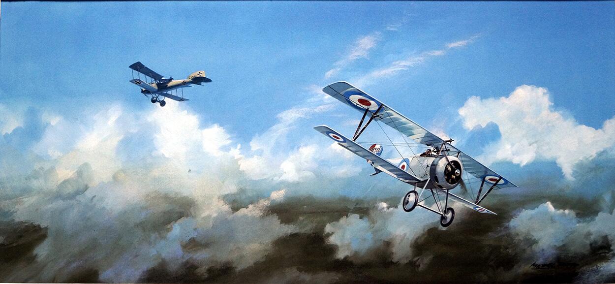 Billy Bishop Air Ace and his Nieuport Type 17 art by Michael Roffe