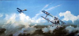 Billy Bishop Air Ace and his Nieuport Type 17 art by Michael Roffe